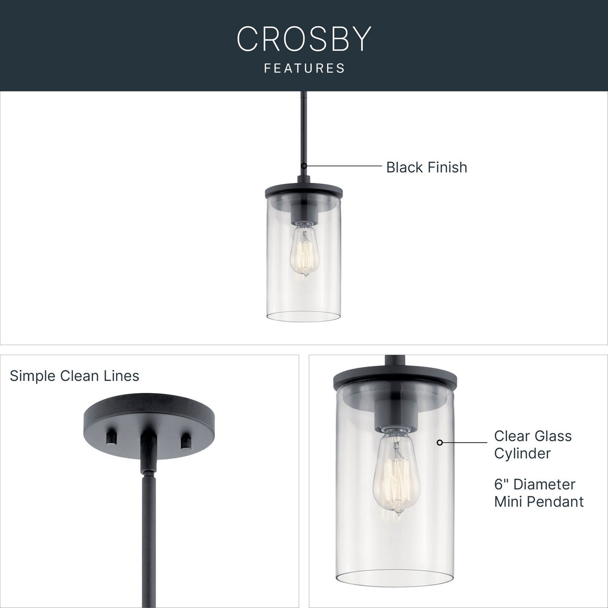 Mini-suspension 1 lumière | Crosby