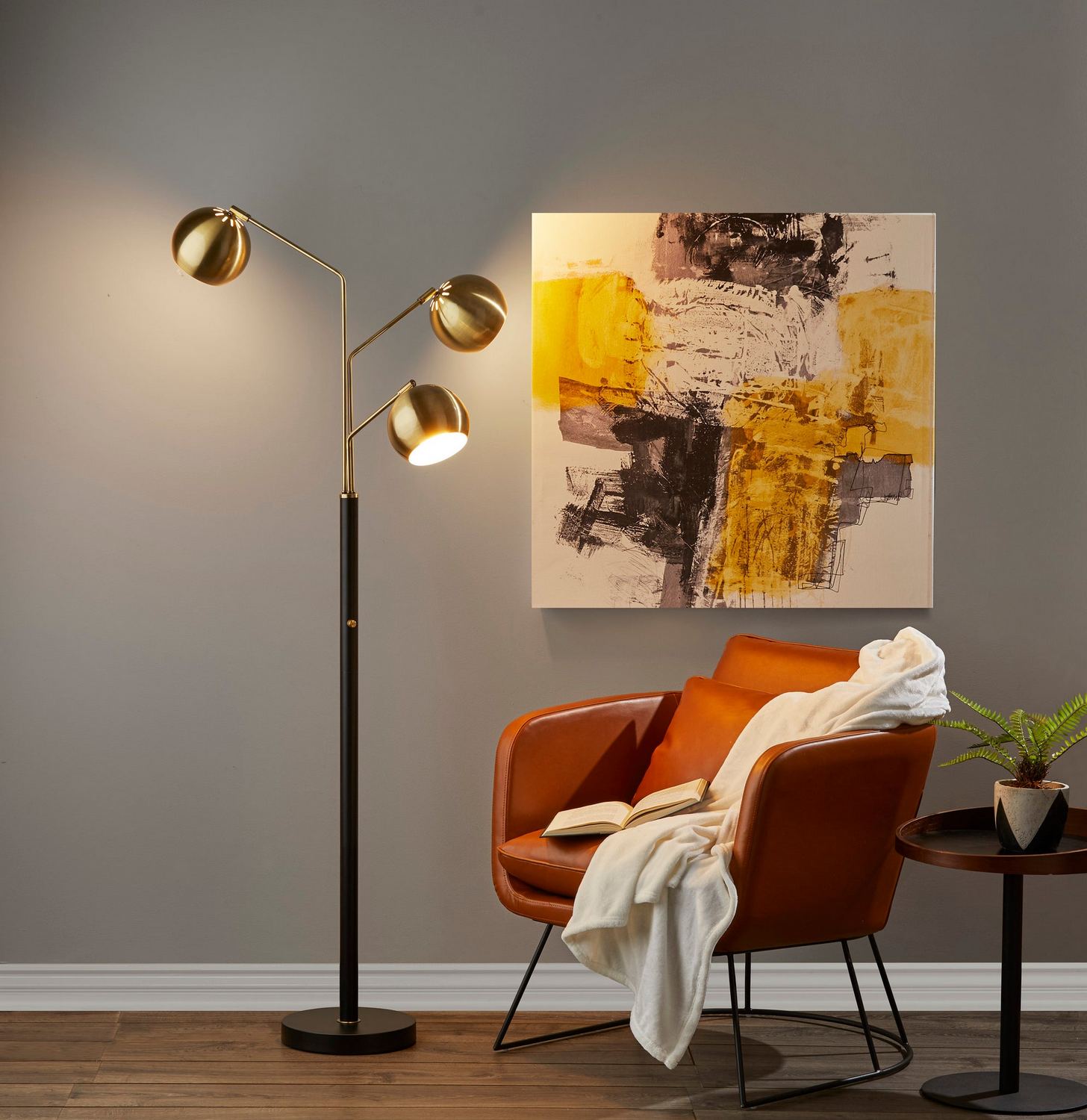 Lampadaire à têtes multiples 3 lumières | Emerson