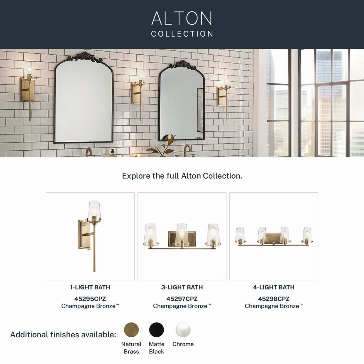 Applique de salle de bain 4 lumières | Alton
