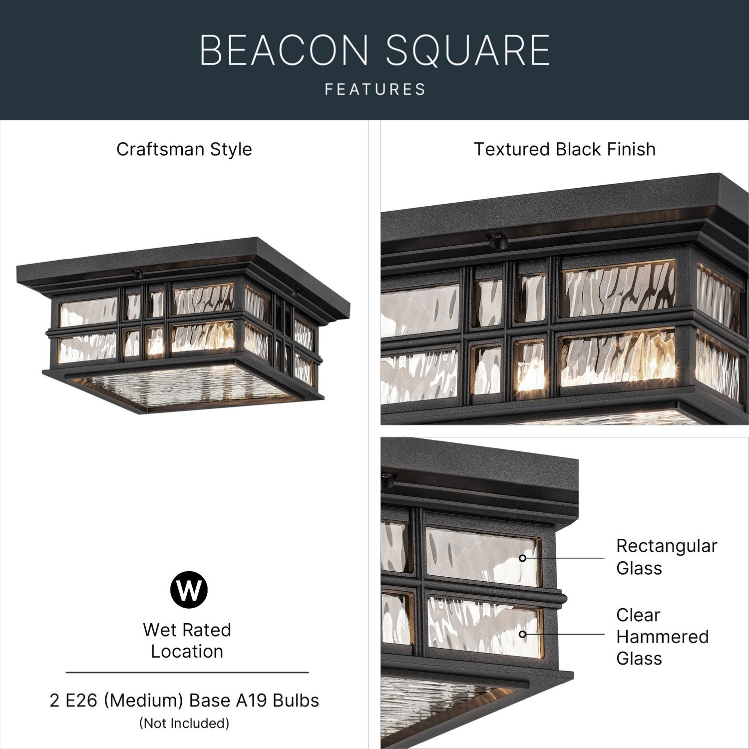 Plafonnier extérieur 2 lumières | Beacon Square