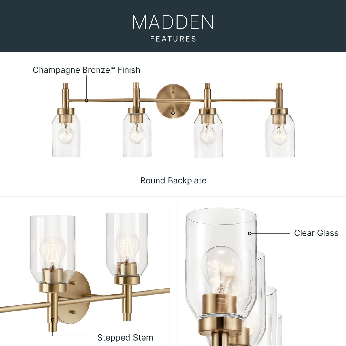 Applique de vanité 4 lumières | Madden