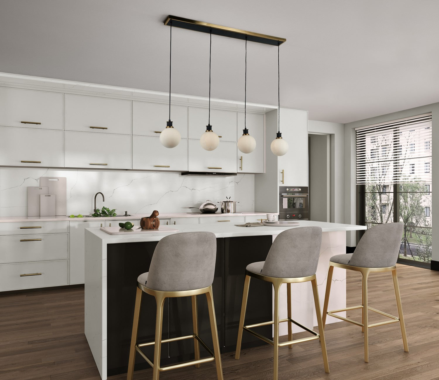 Suspension d'îlot 4 lumières | Gem