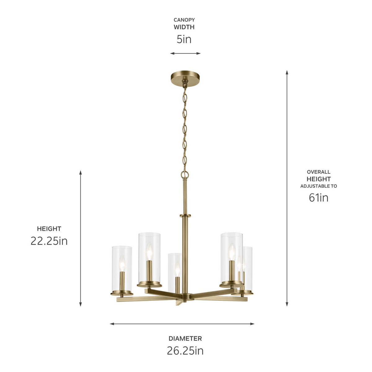 Lustre 5 lumières | Crosby