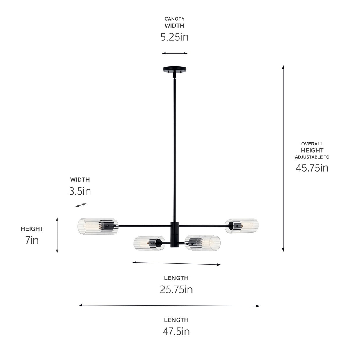 Lustre linéaire 4 lumières | Velestino