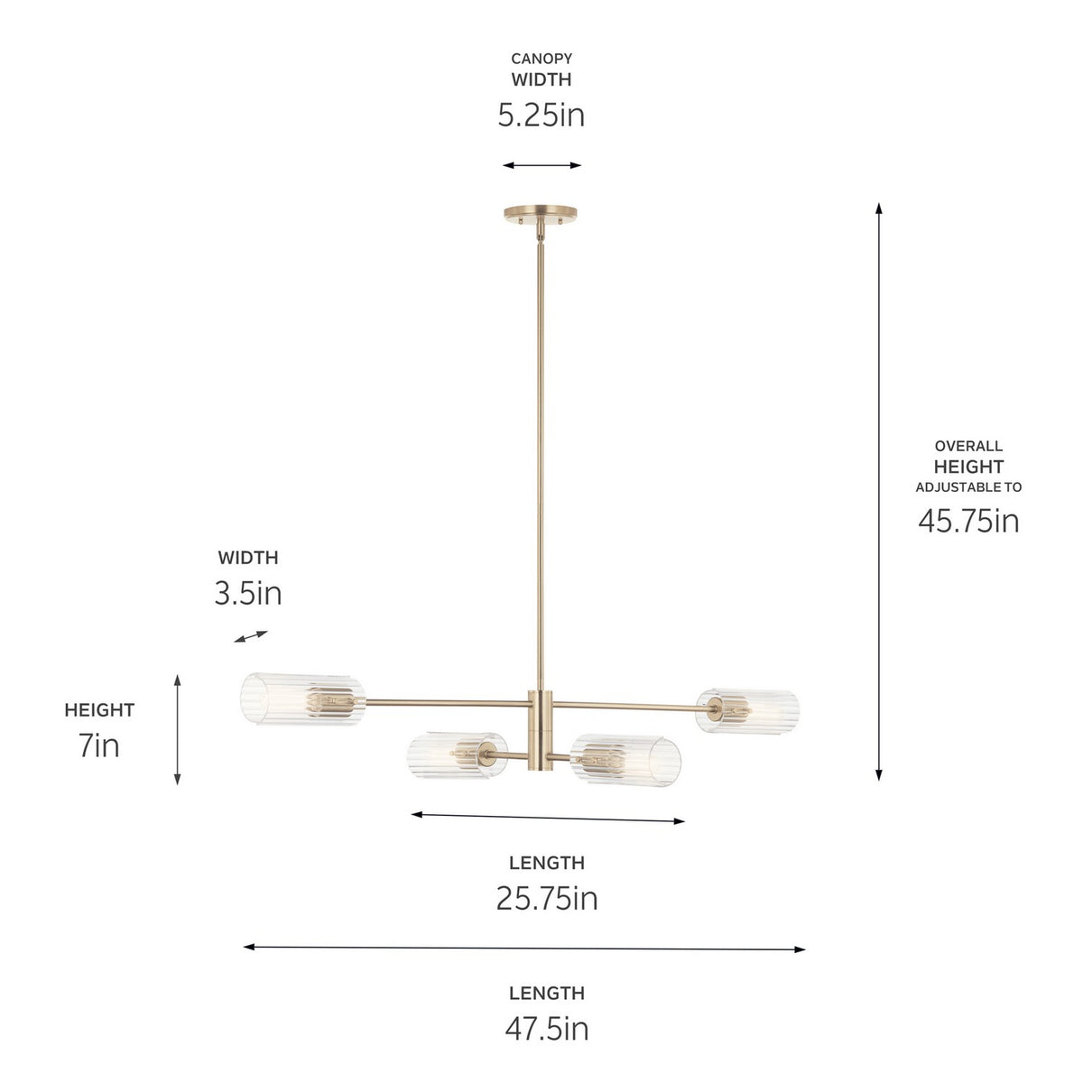 Lustre linéaire 4 lumières | Velestino