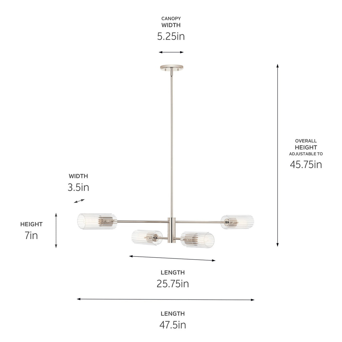 Lustre linéaire 4 lumières | Velestino