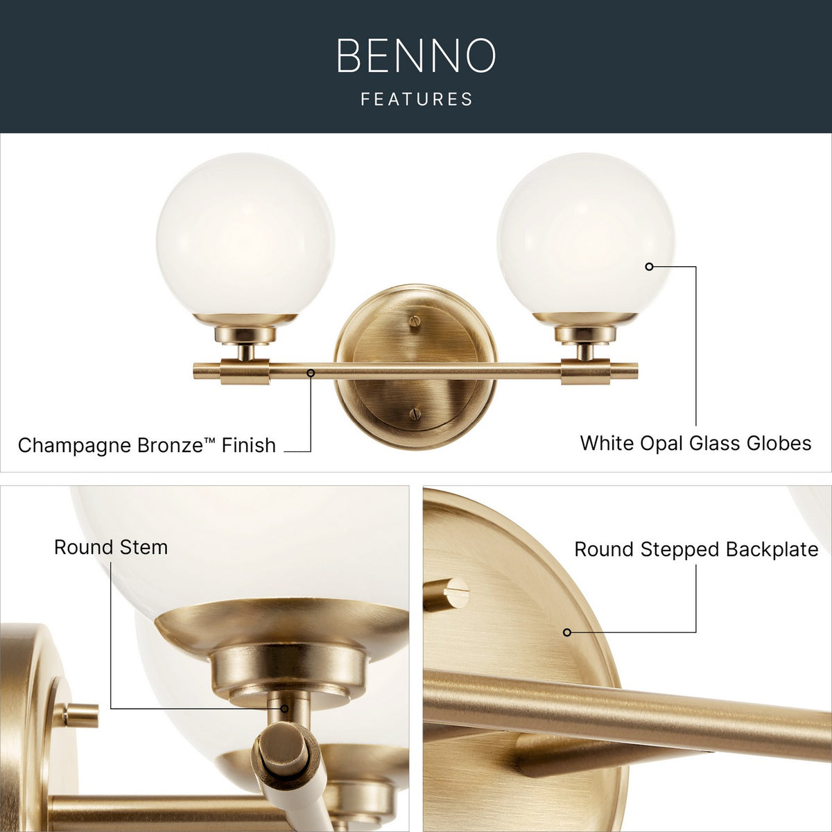 Applique de vanité 2 lumières | Benno