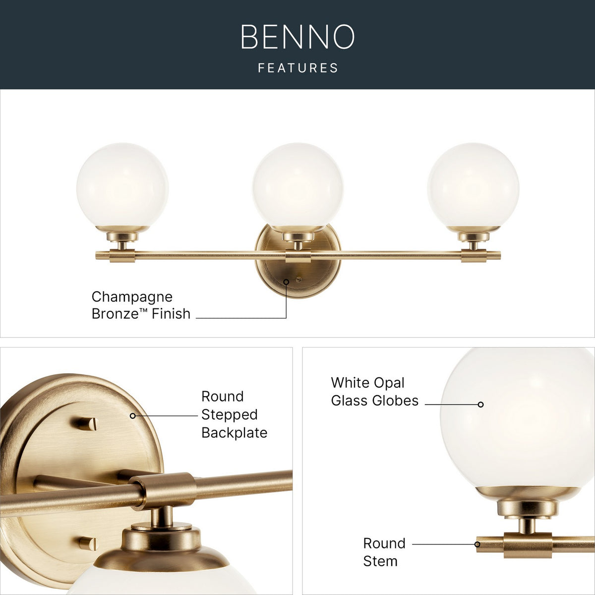Applique de vanité 3 lumières | Benno