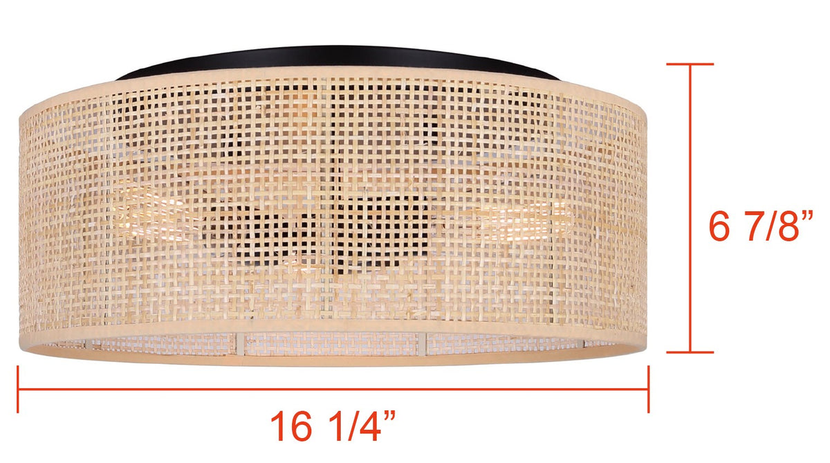 Plafonnier 3 lumières 16,25 po | Bellamy - Tissé / naturel