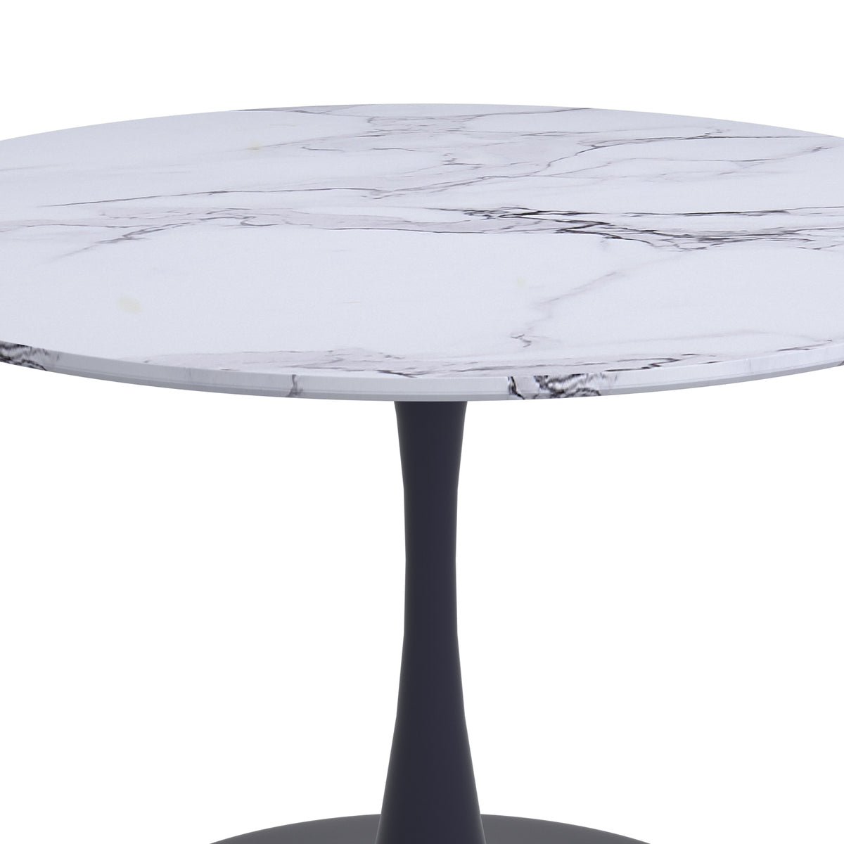 Table à manger ronde à piédestal 48 po | Zilo - MARBRE FAUX BLANC/NOIR | World Wide