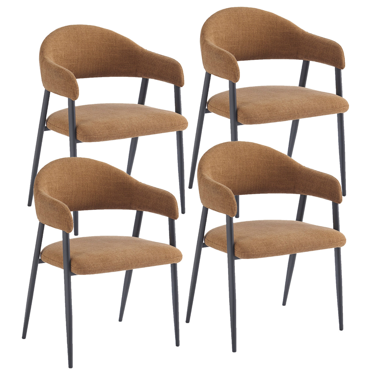 Chaises de salle à manger, ensemble de 4 Alfie – fini CARAMEL/NOIR | World Wide