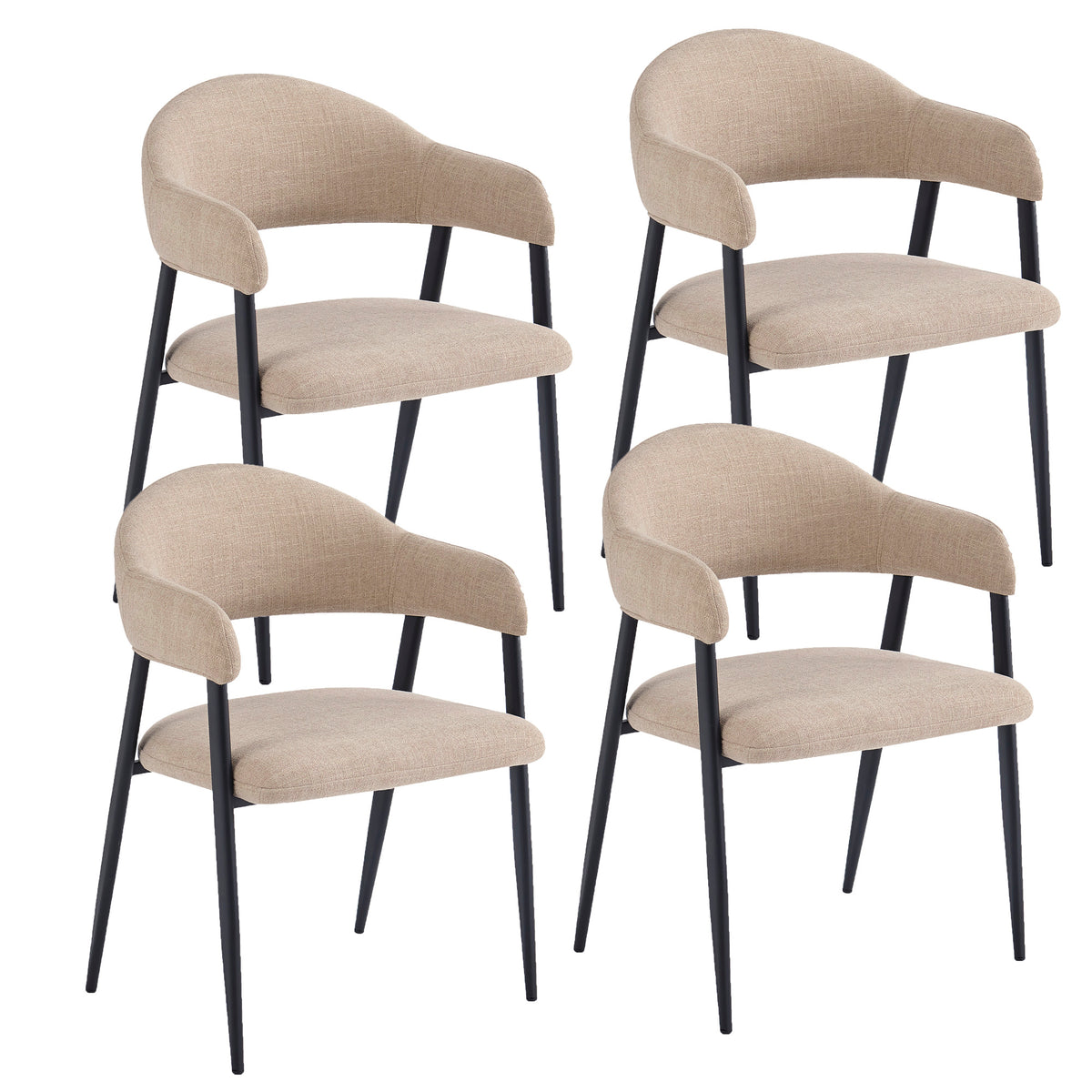 Chaises de salle à manger, ensemble de 4 Alfie – fini SABLE/NOIR | World Wide
