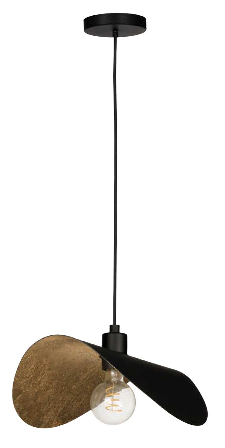 Luminaire suspendu Noir et feuilles d'or | SACEDA