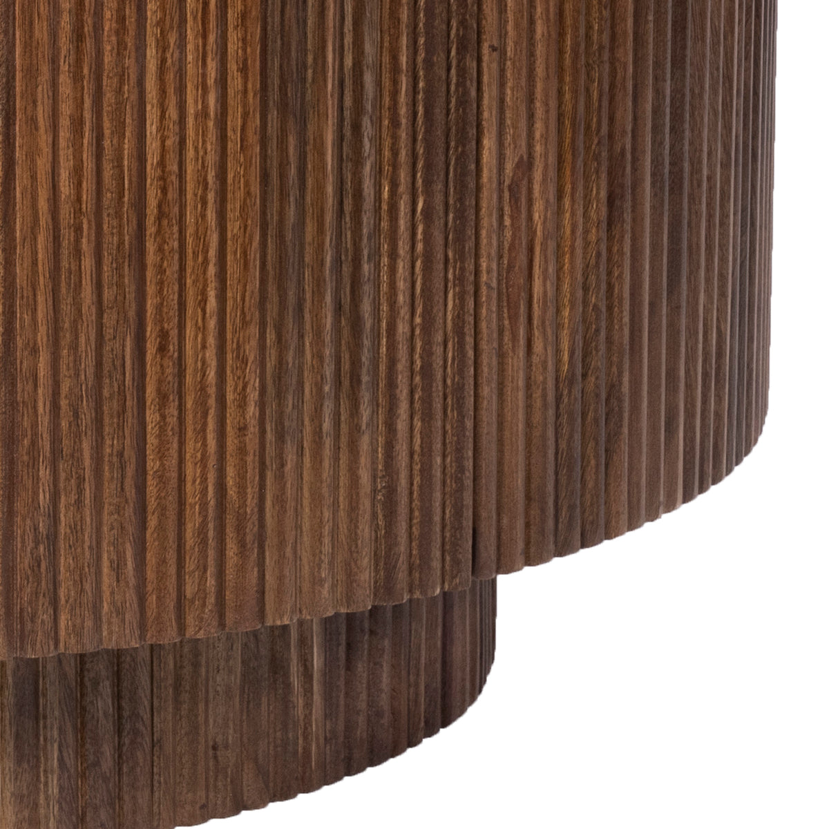 Table basse ronde avec rangement Reyna – fini Noyer / Blanc | World Wide