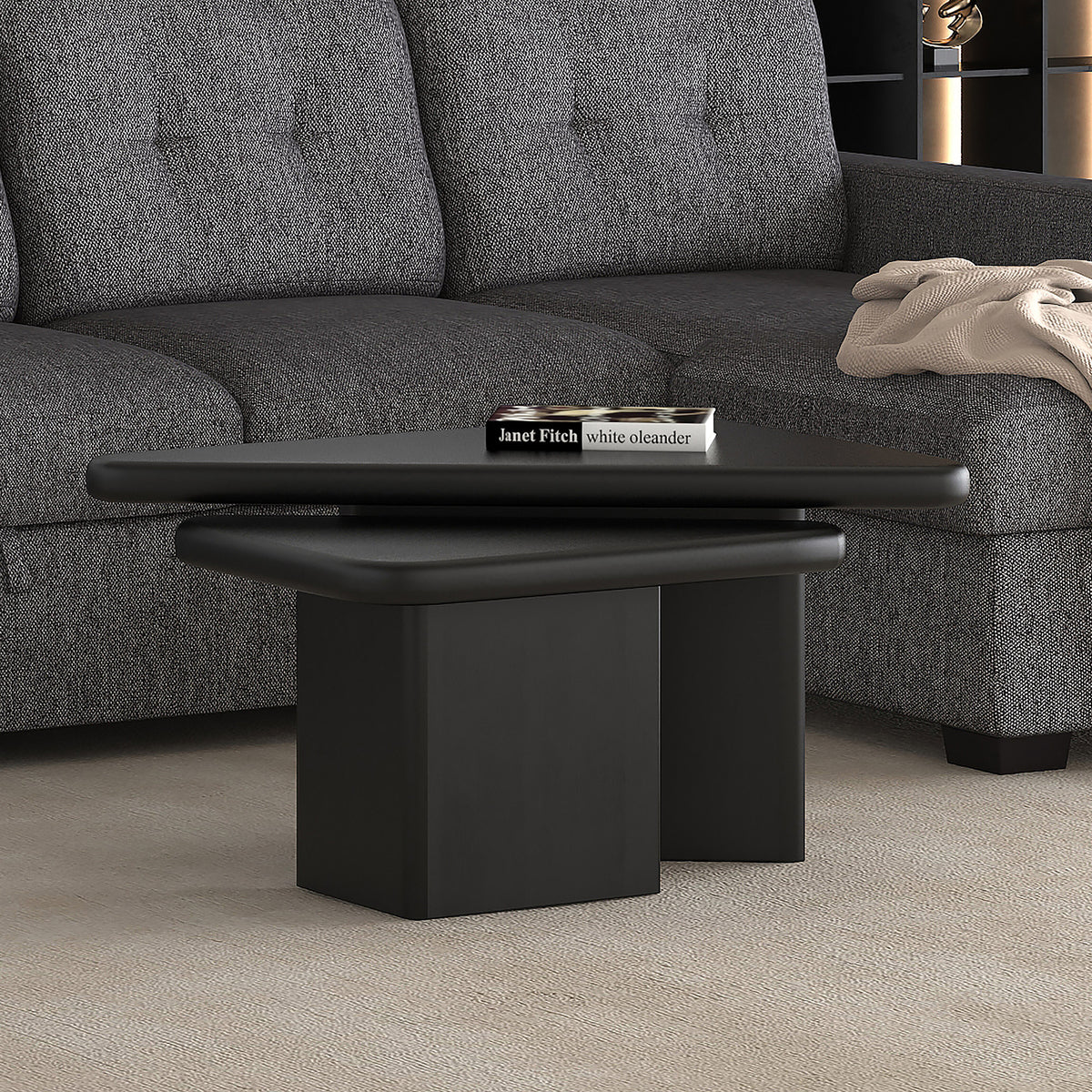 Ensemble de 2 tables basses Draco – fini NOIR | World Wide