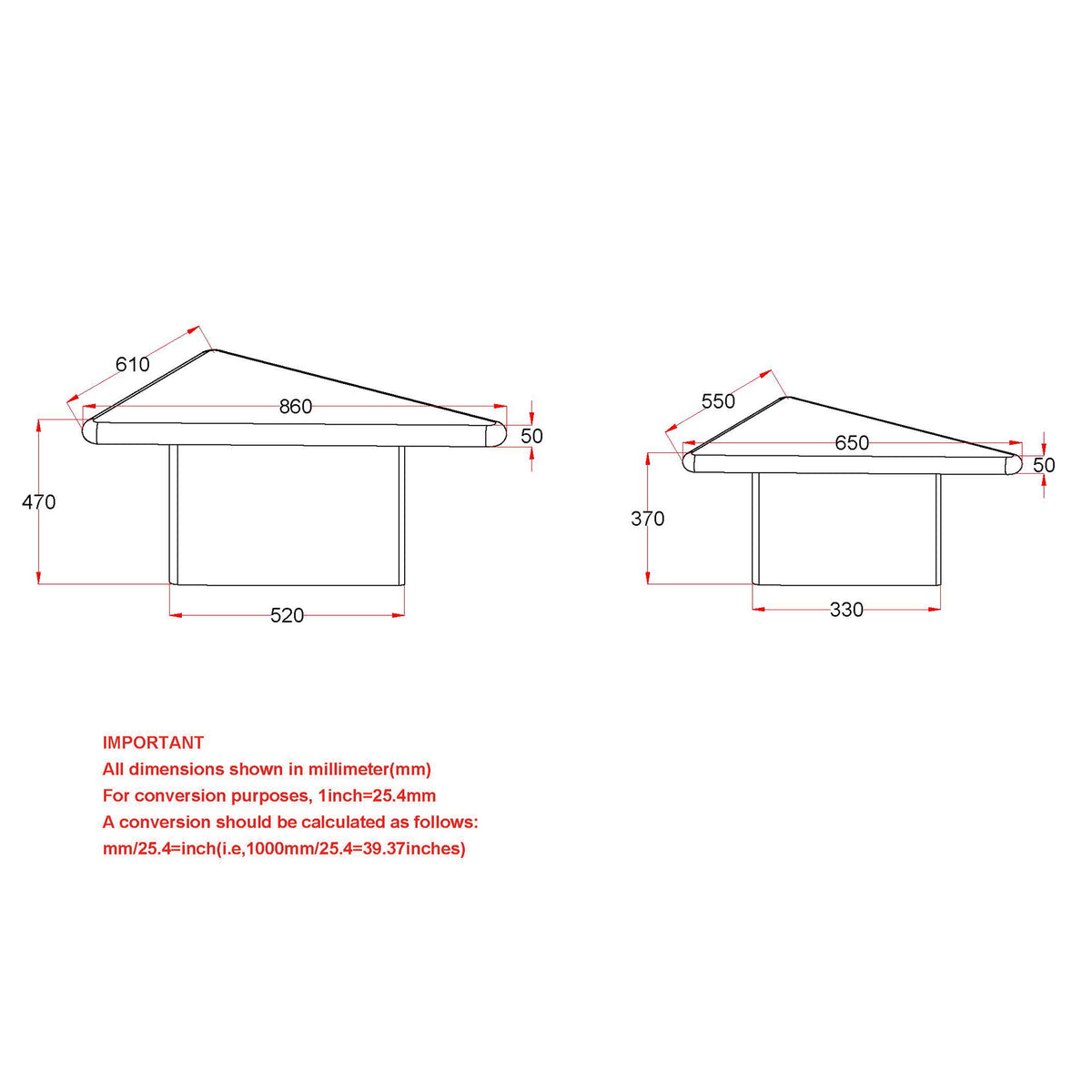 Ensemble de 2 tables basses Draco – fini NOIR | World Wide