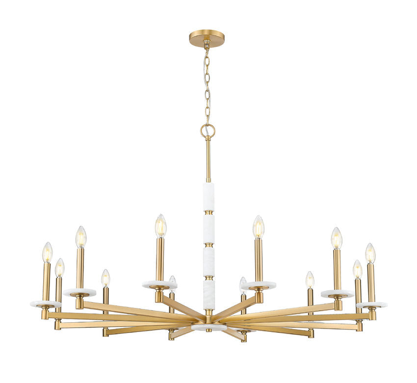 Luminaire suspendu Or moderne et albâtre | KADEN