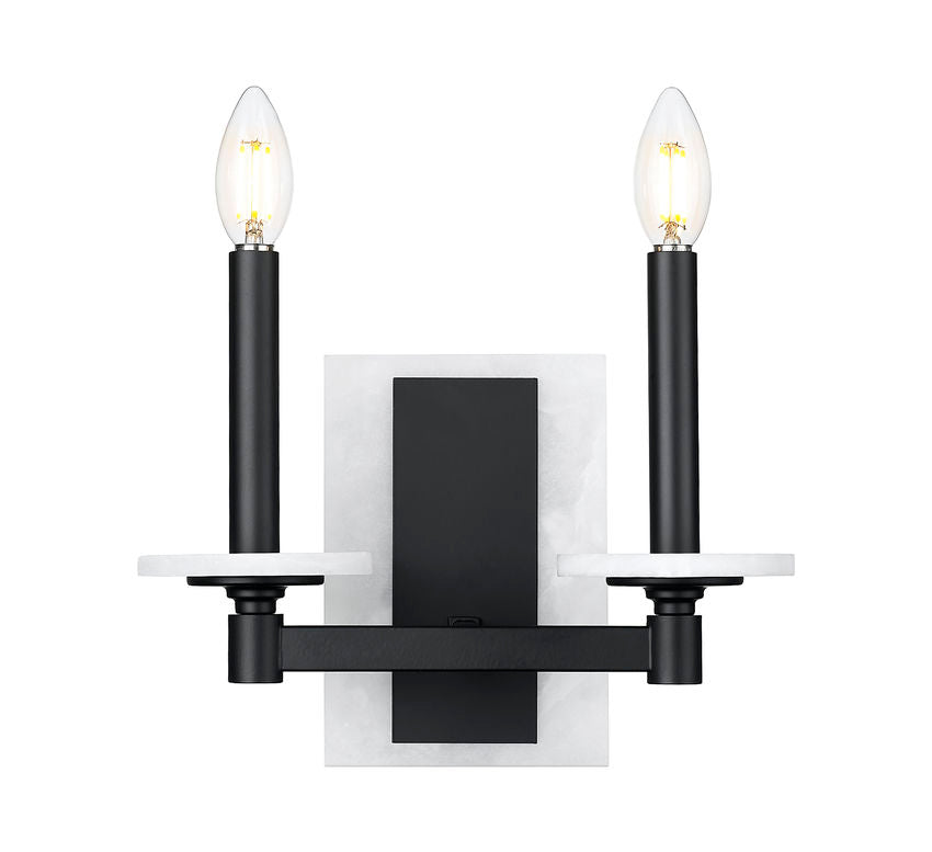 Luminaire mural Noir mat et albâtre | KADEN