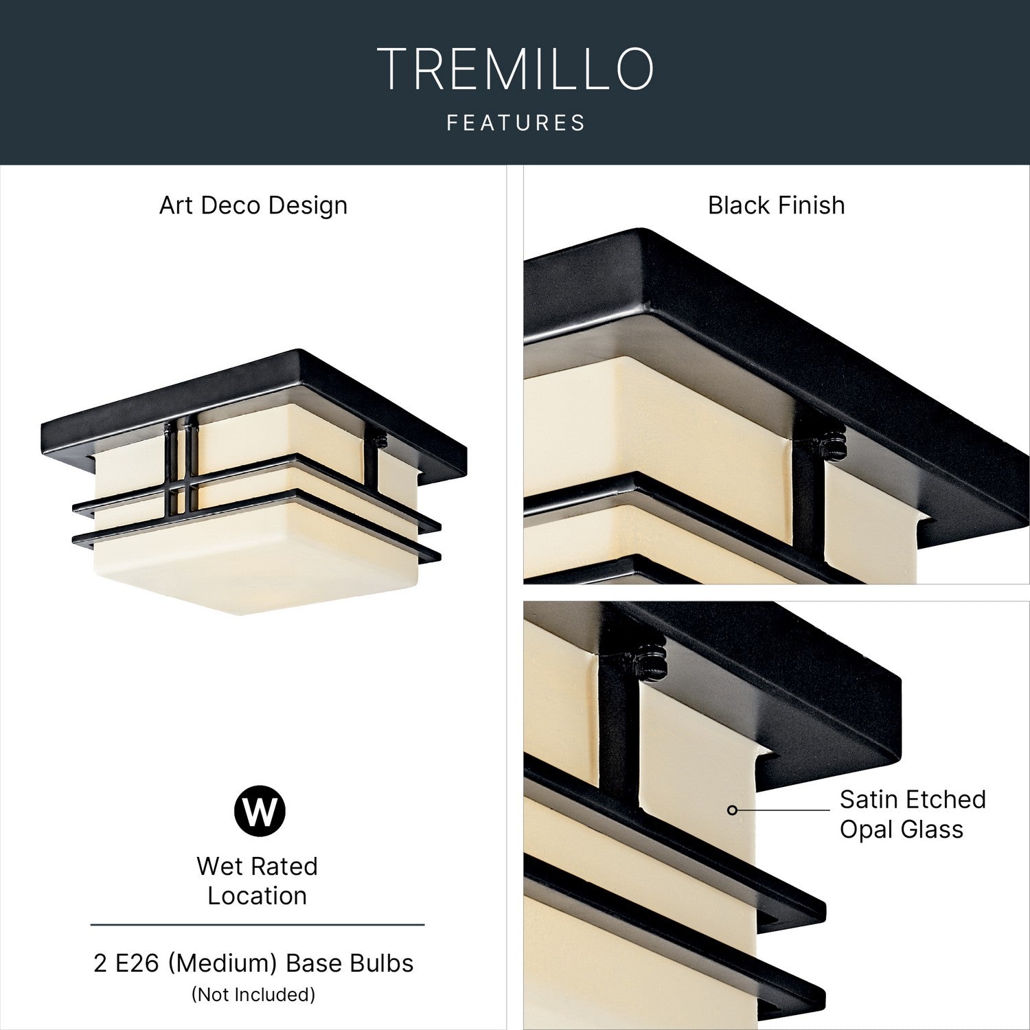 Plafonnier extérieur 2 lumières | Tremillo