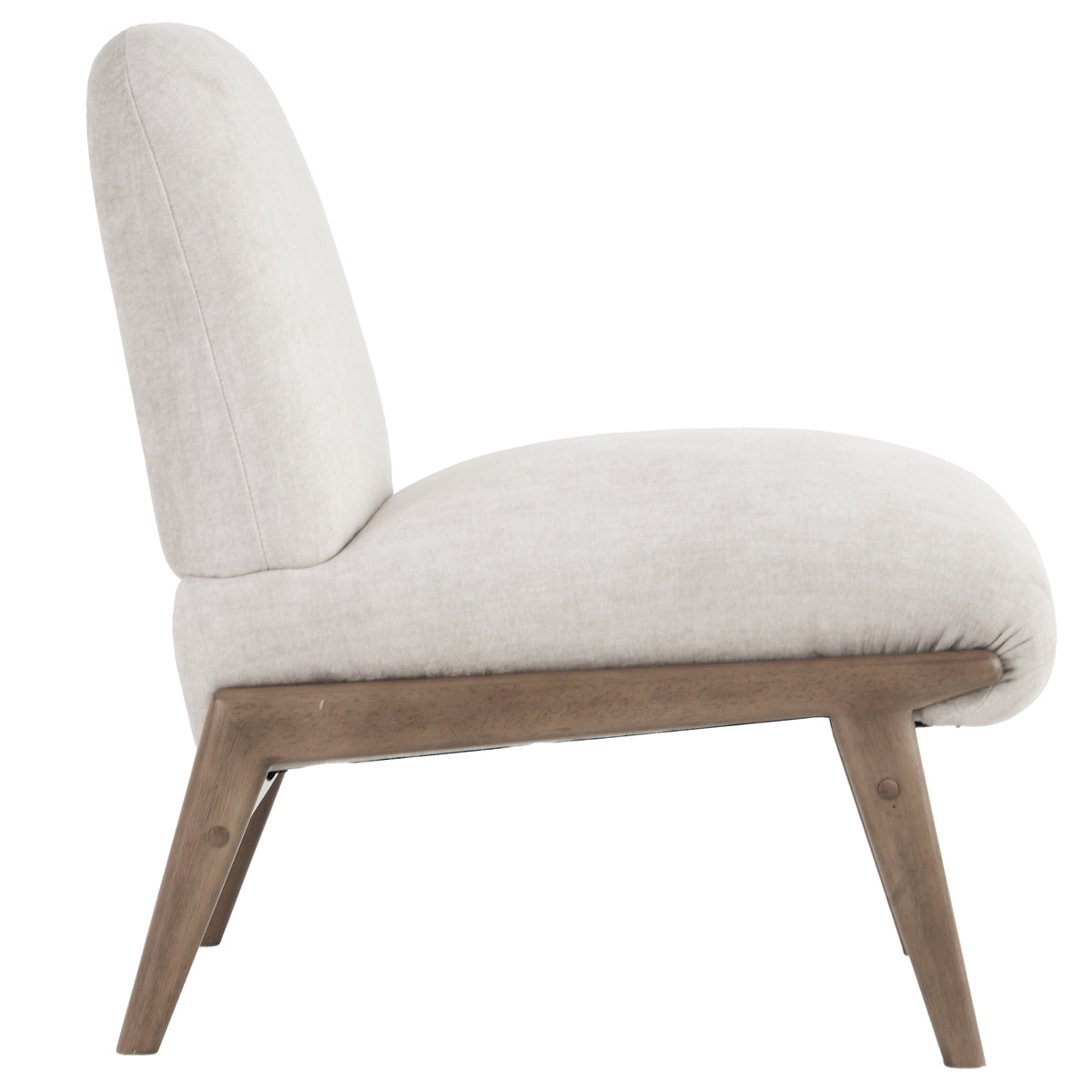 Fauteuil d’appoint en velours Lisson – fini BEIGE/NOYER | World Wide