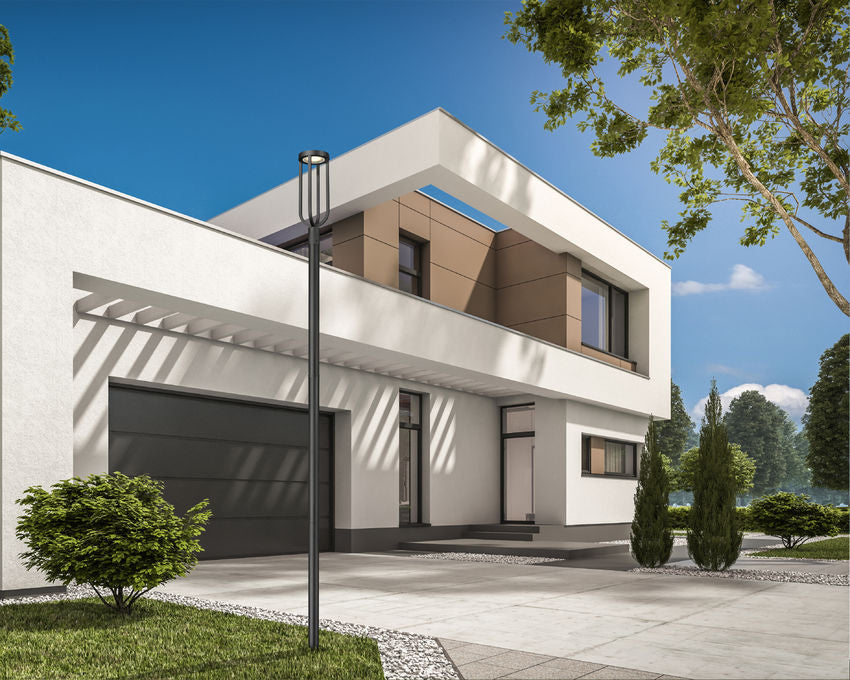 LELAND Luminaire sur poteau Noir DEL INTÉGRÉ - 5005PHB-5009P120-BK | Z-LITE