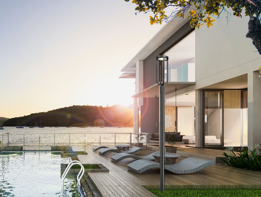 LELAND Luminaire sur poteau Noir DEL INTÉGRÉ - 5005PHB-5012P-BK-LED | Z-LITE