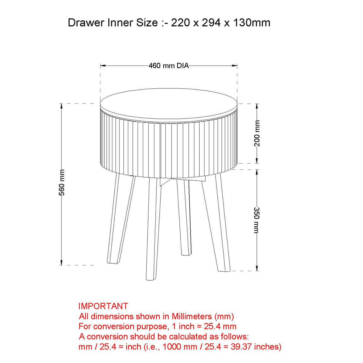 Table d’appoint ronde à 1 tiroir | Balark | World Wide