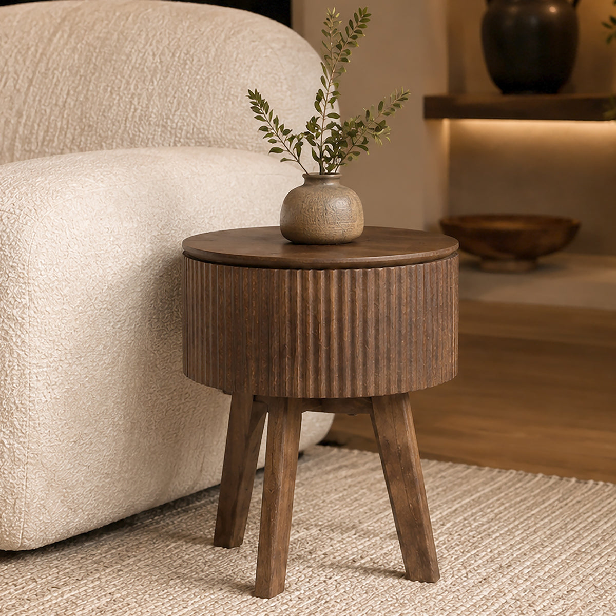 Table d’appoint ronde à 1 tiroir | Balark | World Wide