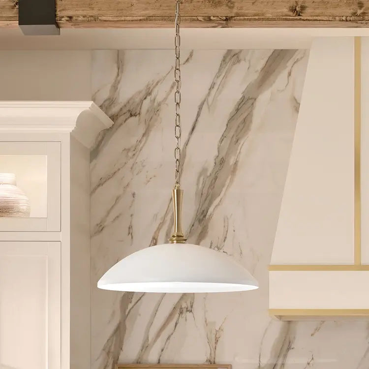 Luminaire suspendu Blanc et bronze champagne | DELAROSA