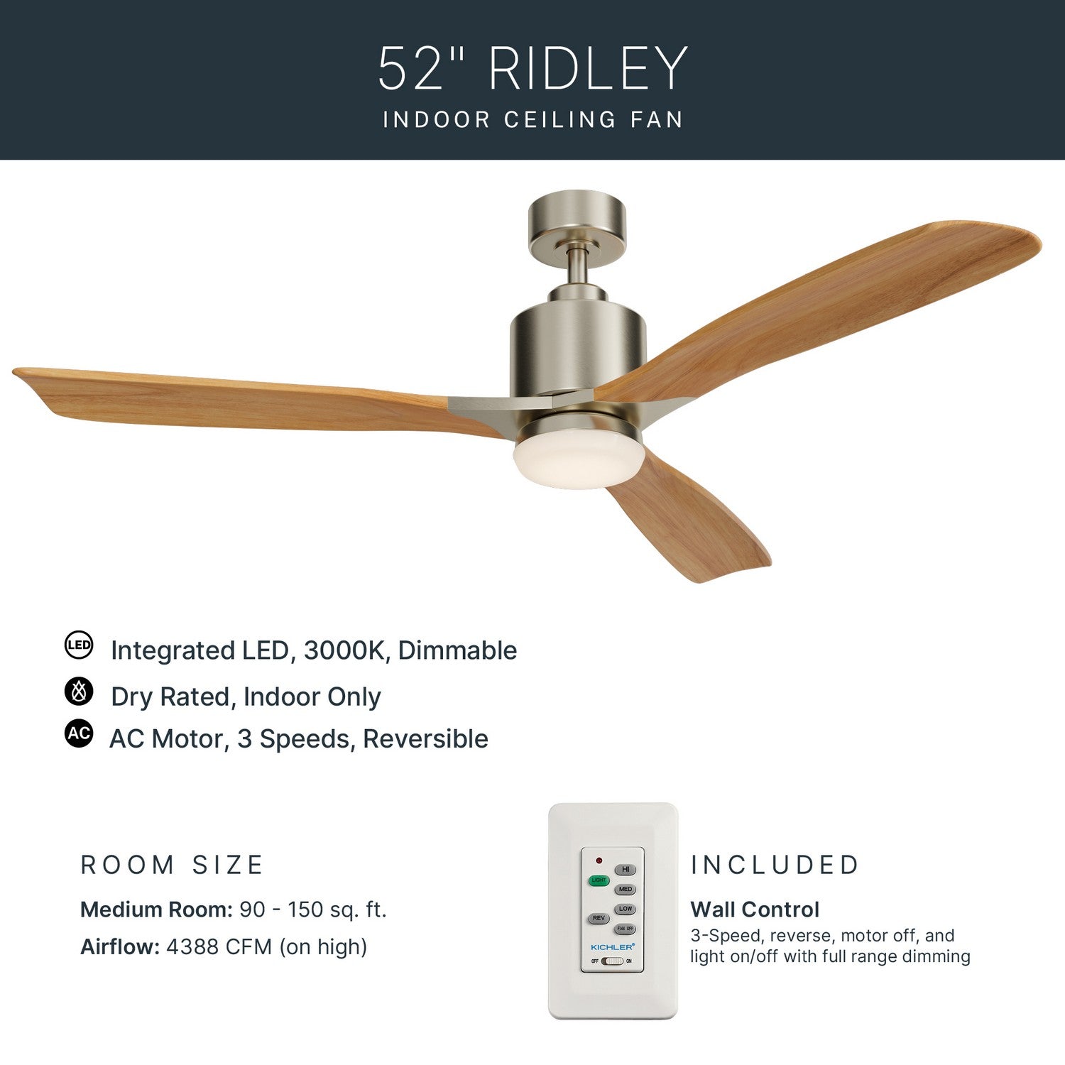 Ventilateur de plafond 52 po | Ridley II