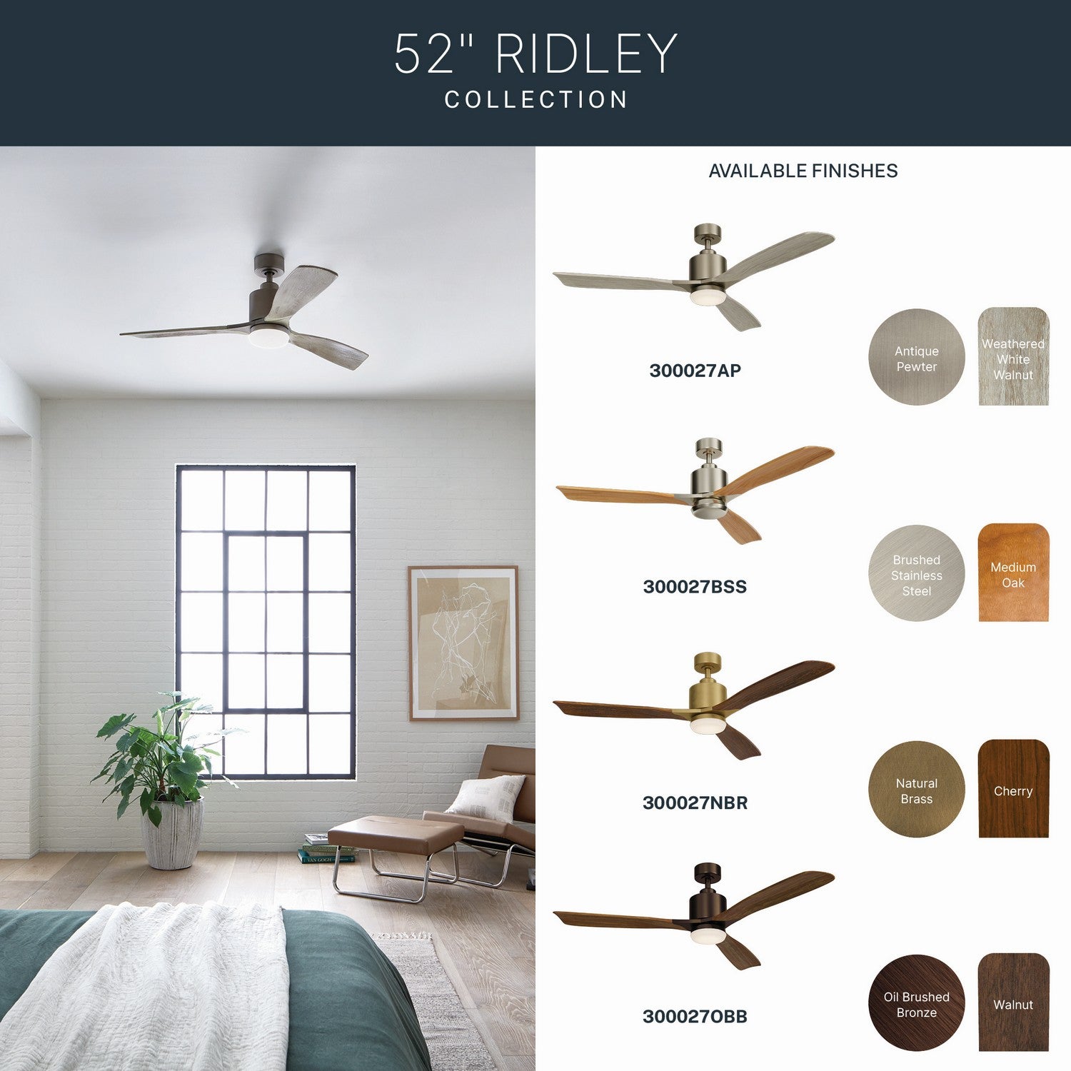 Ventilateur de plafond 52 po | Ridley II
