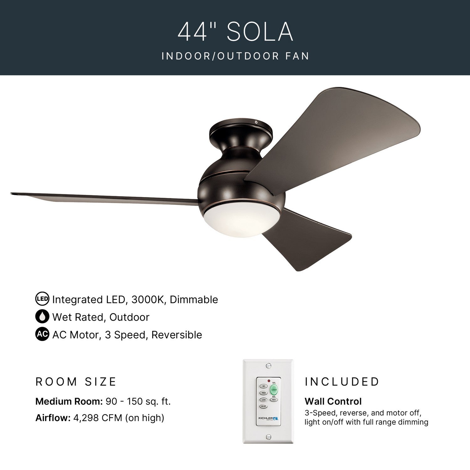 Ventilateur de plafond 44 po | Sola