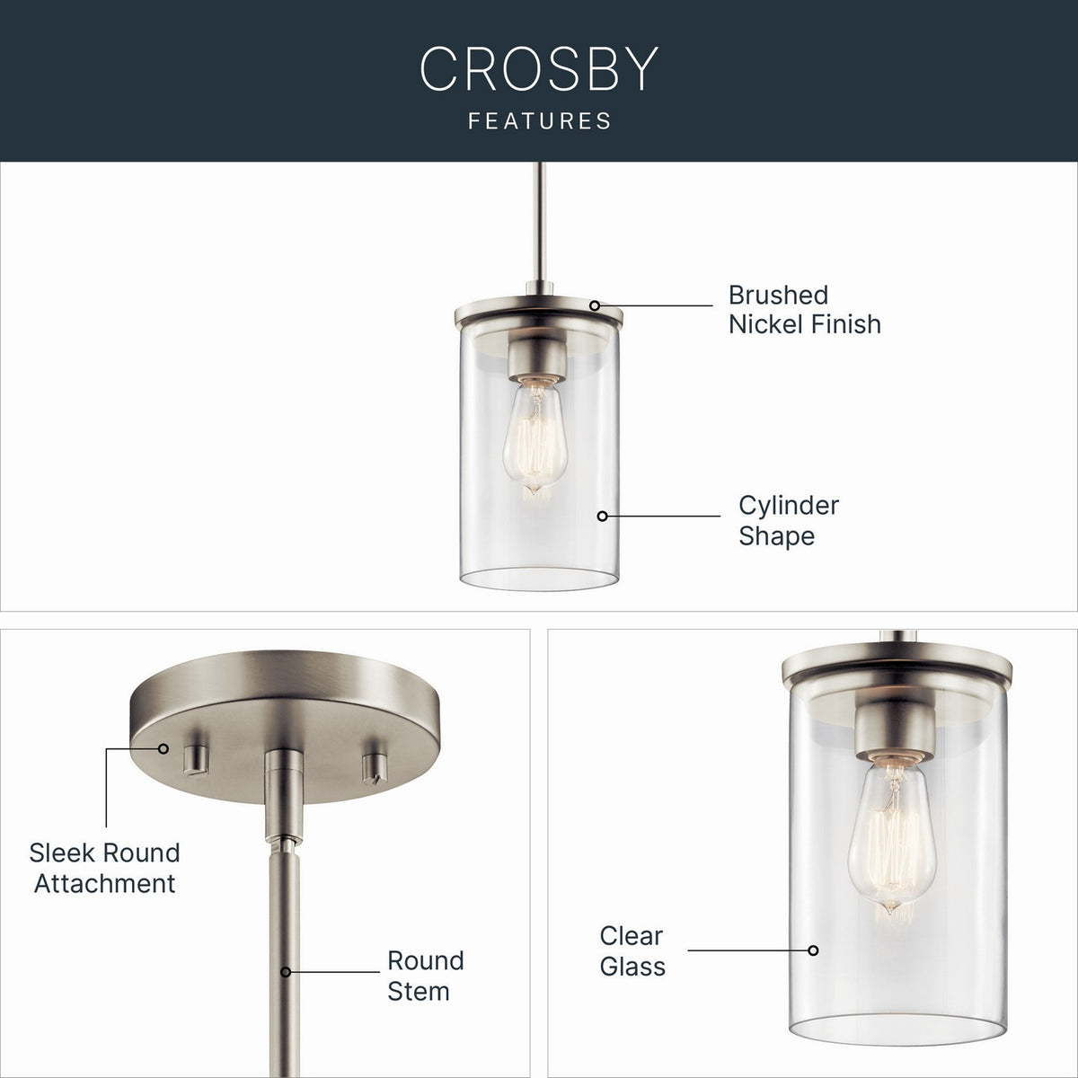 Mini-suspension 1 lumière | Crosby