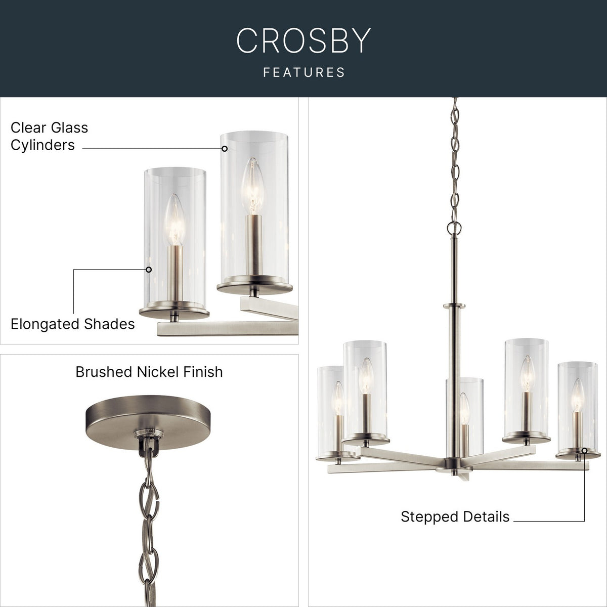 Lustre 5 lumières | Crosby
