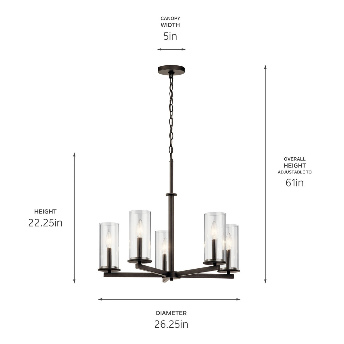 Lustre 5 lumières | Crosby
