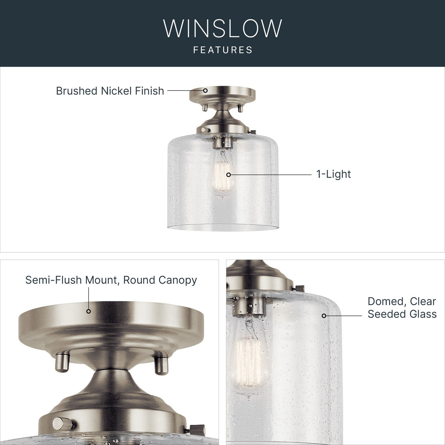 Semi-plafonnier 1 lumière | Winslow
