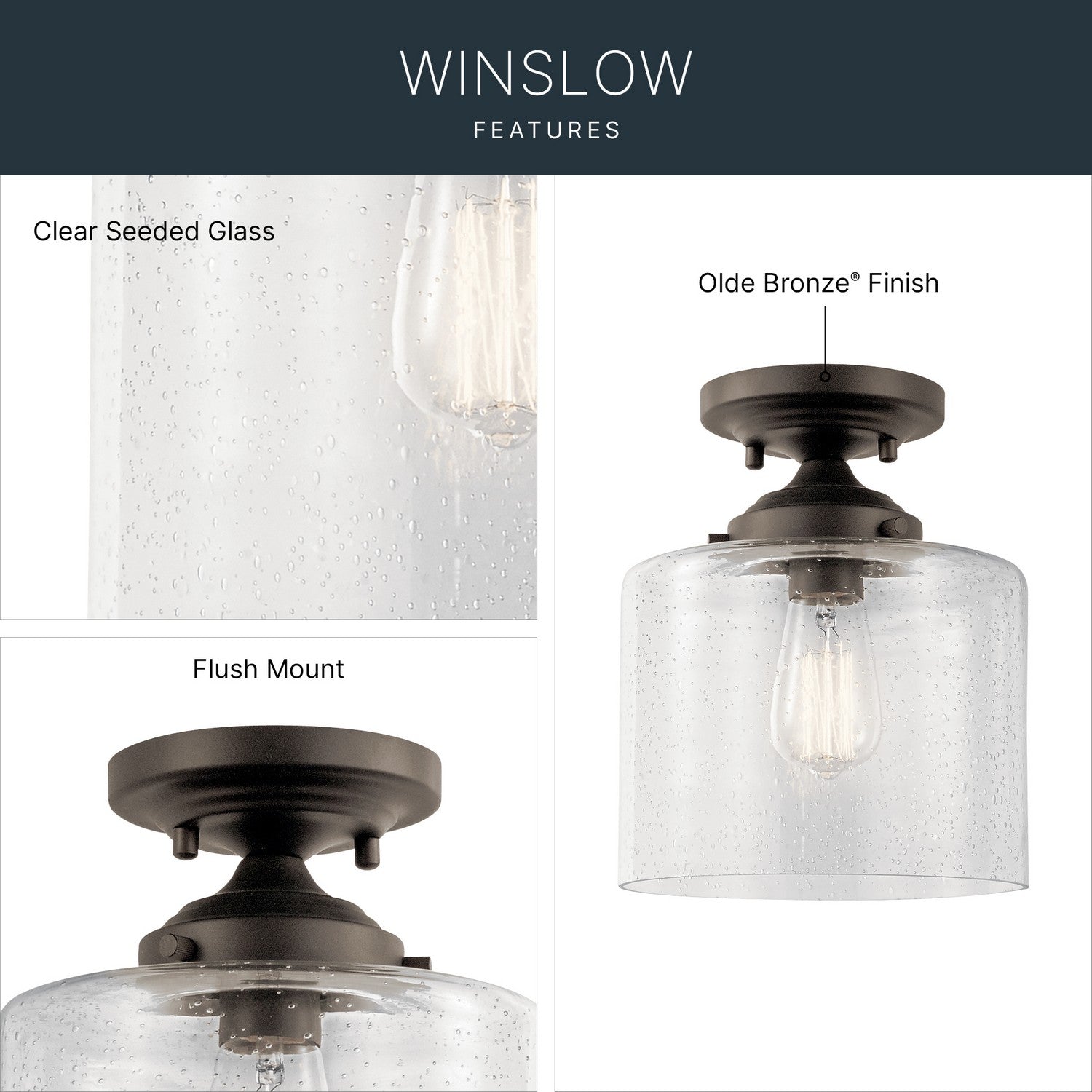Semi-plafonnier 1 lumière | Winslow