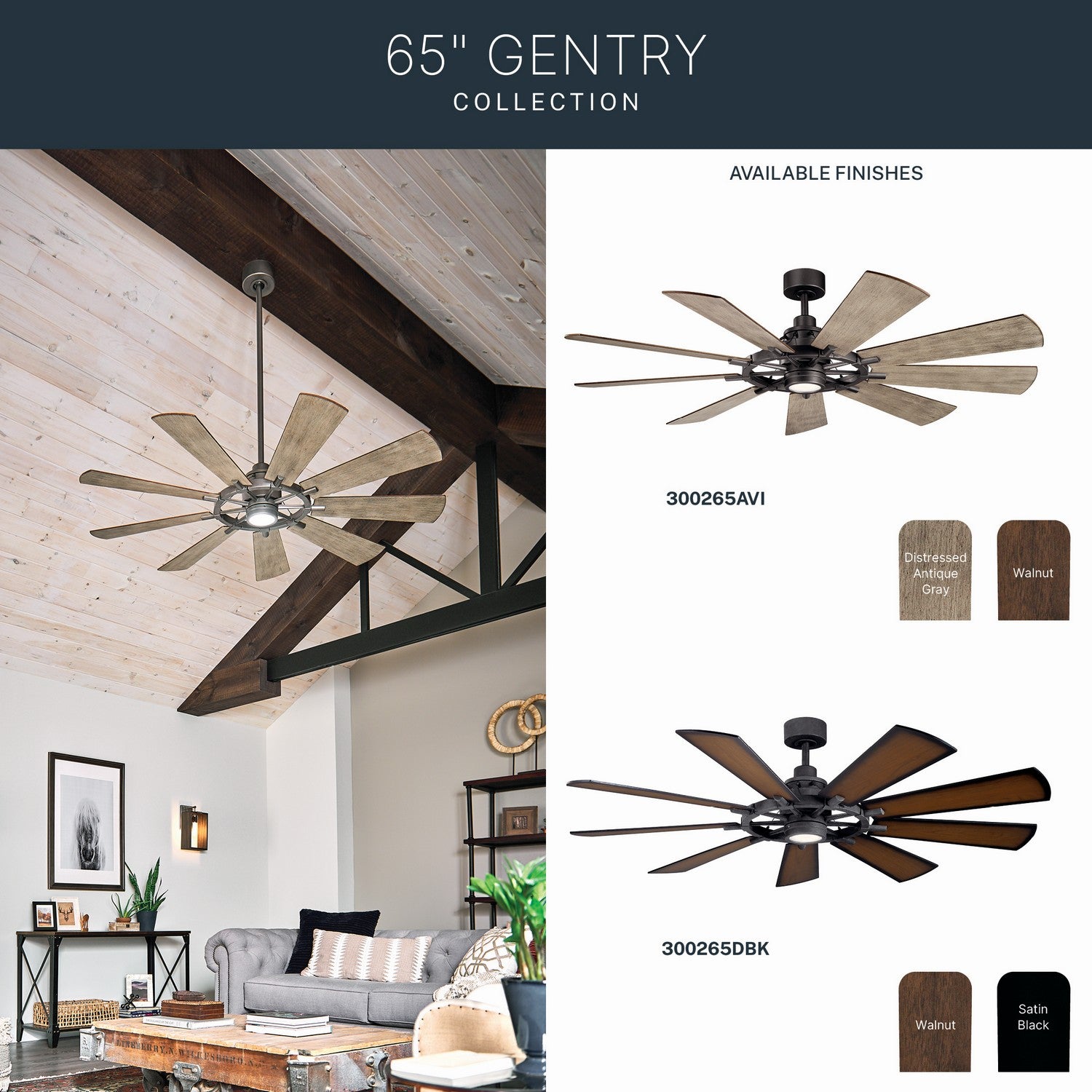 Ventilateur de plafond 65 po | Gentry
