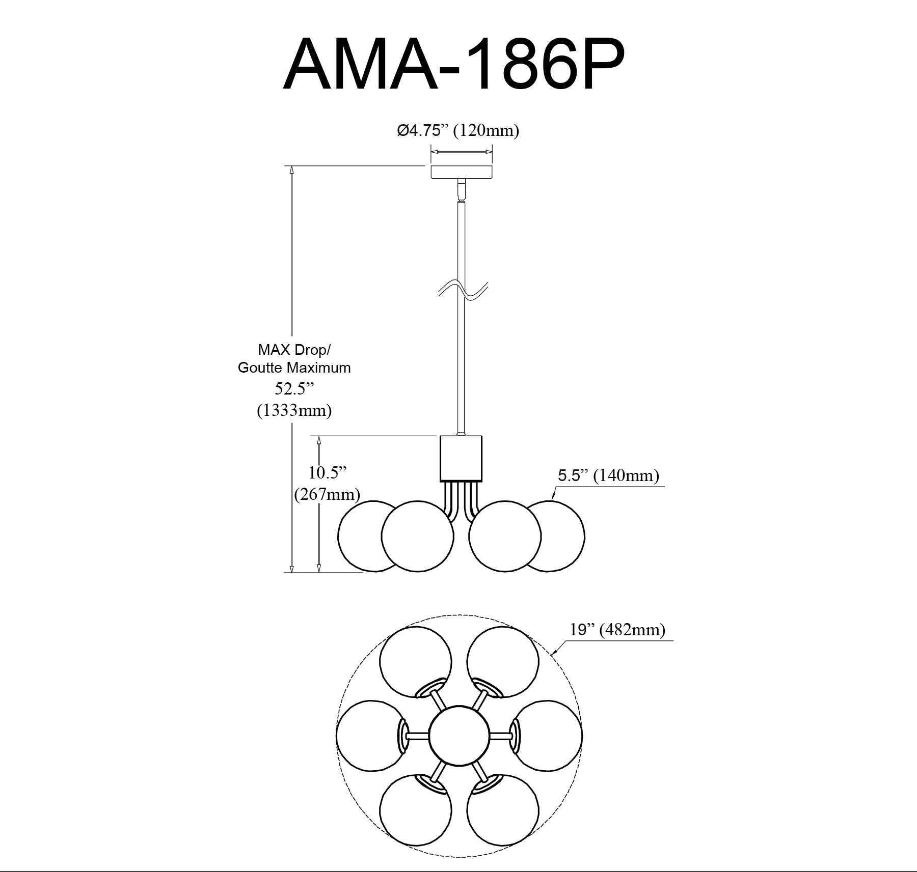 Luminaire suspendu | AMANDA — 19 po