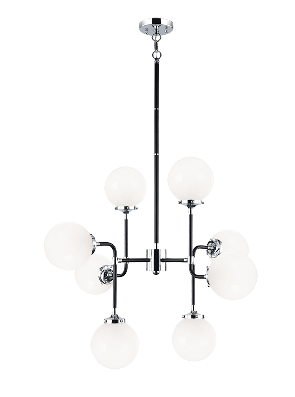 Luminaire suspendu | PARTICLES - Noir et chrome — Abat-jour ouvert