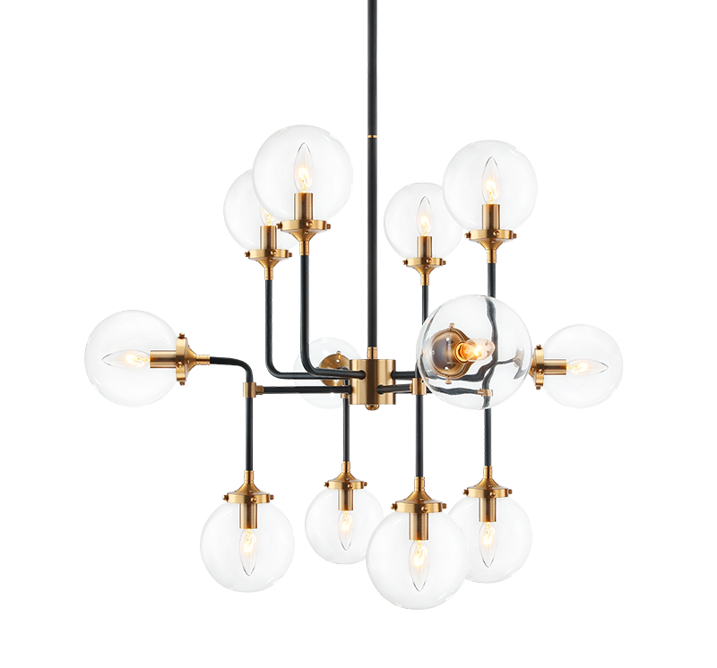 Luminaire suspendu | PARTICLES - Laiton — Abat-jour fermé