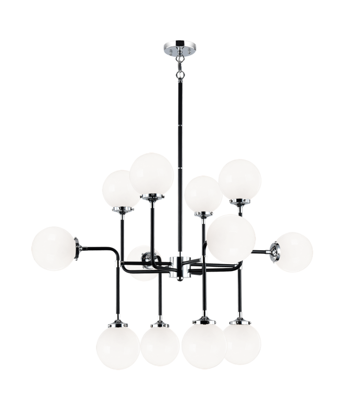 Luminaire suspendu | PARTICLES - Noir et chrome — Abat-jour ouvert