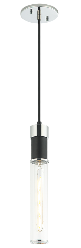 Luminaire suspendu | TUBO - Noir et chrome
