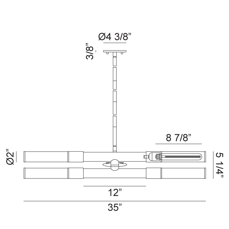 Luminaire suspendu | TUBO - Noir et chrome