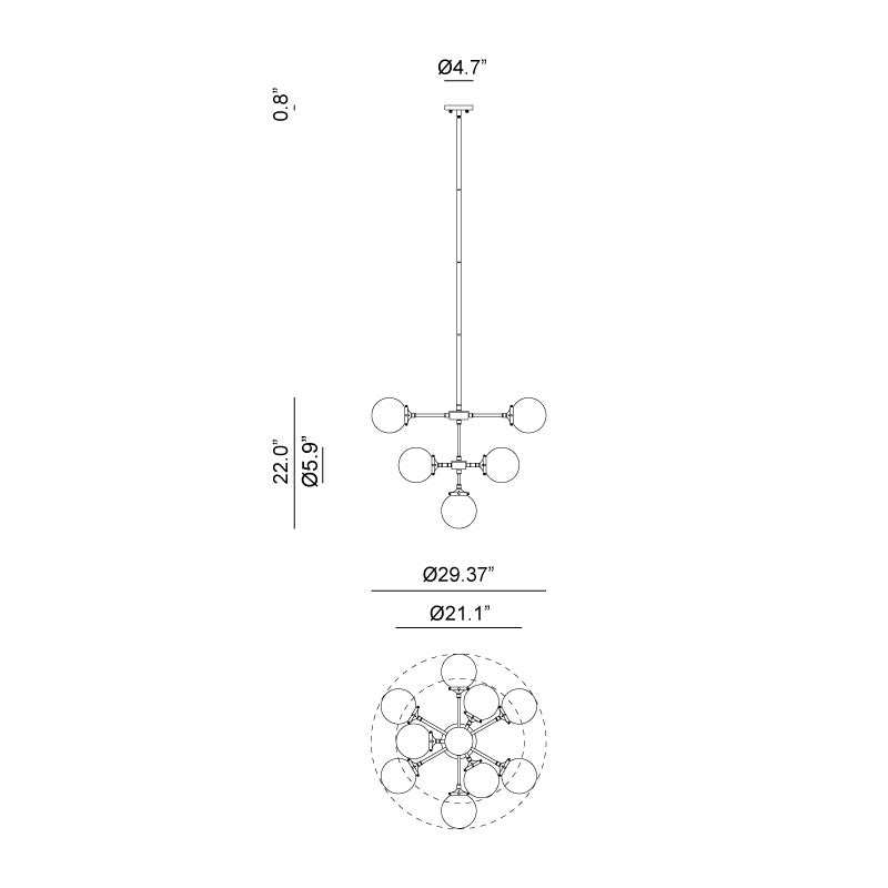 Luminaire suspendu | MARU - Laiton — Abat-jour ouvert