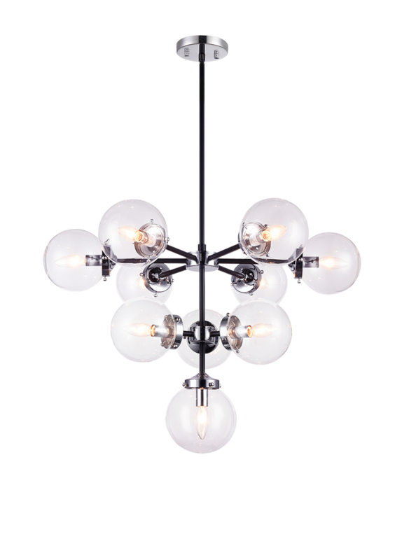 Luminaire suspendu | MARU - Chrome — Abat-jour fermé