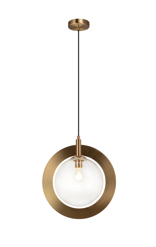 Luminaire suspendu | ASTRO - Laiton — Abat-jour fermé