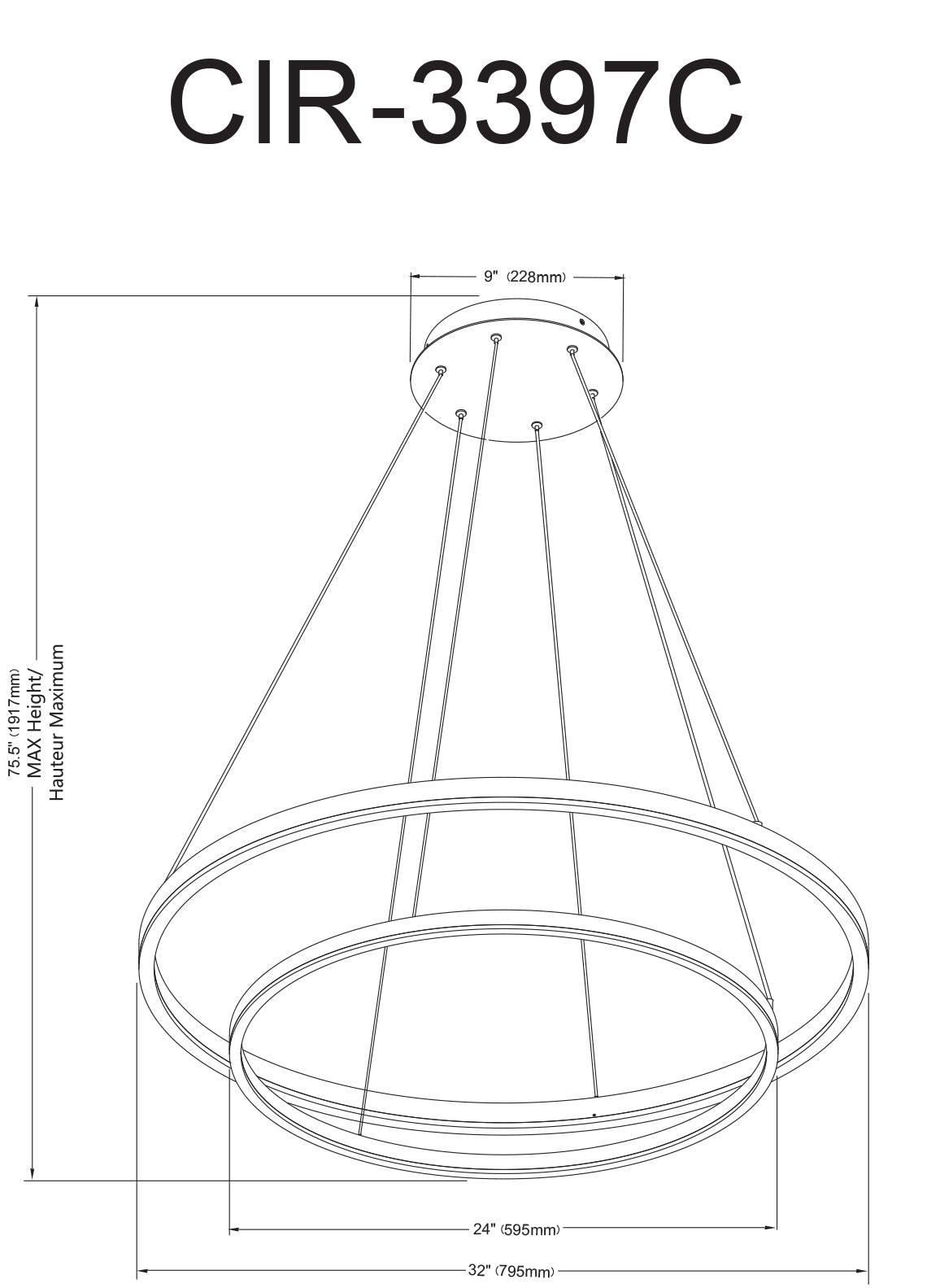 Luminaire suspendu | CIRCULO — 32 po × 2 po (CIR-3397C)