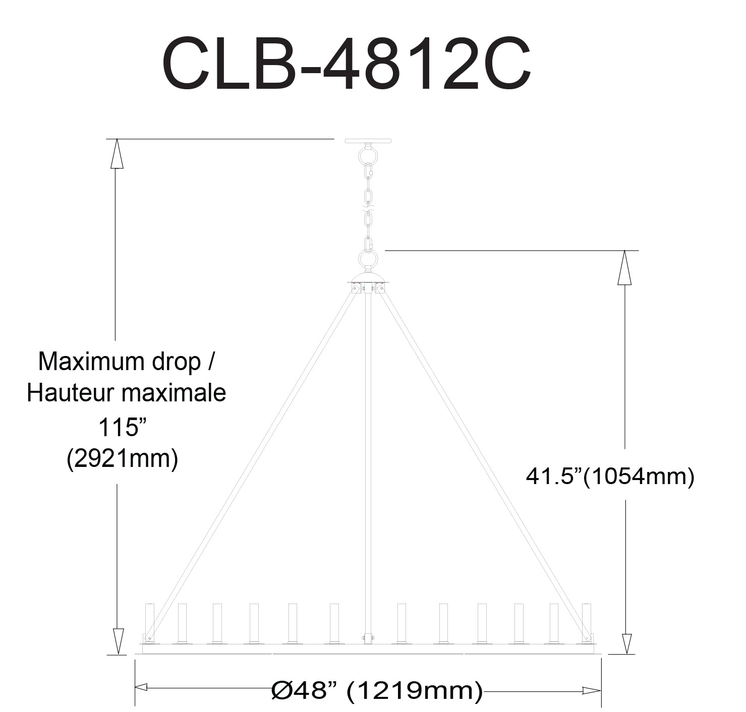 Luminaire suspendu Noir | COLBY — 48 po