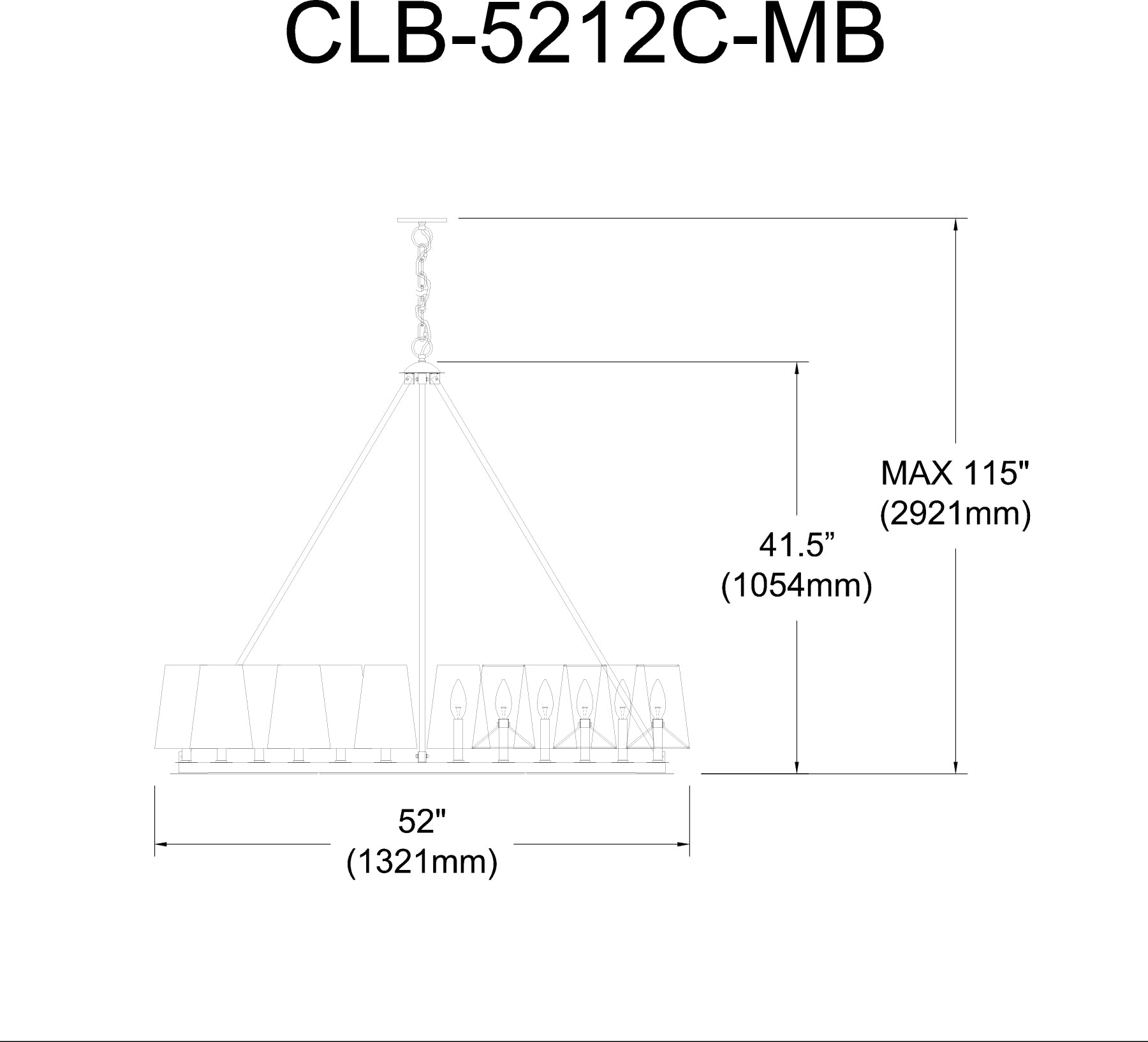 Luminaire suspendu Noir | COLBY — 52 po